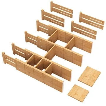 Vriccc Adjustable Bamboo Drawer Dividers for All Drawers