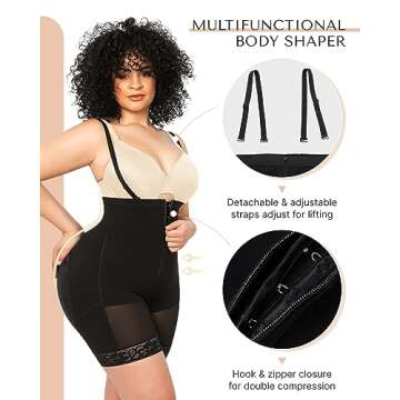 SHAPELLX Tummy Control Shapewear for Women Faja Colombianas Bodysuit Open Bust Mid Thigh Body Shaper...