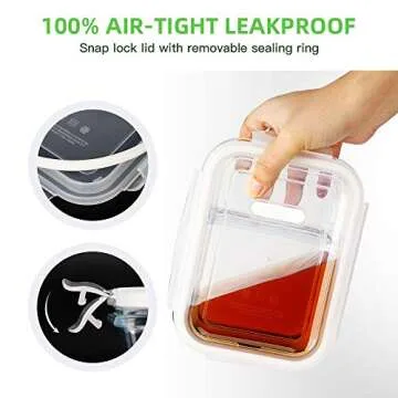 DAS TRUST 3 Pack Glass Food Storage Containers 2 Compartments Glass Meal Prep Containers with Lids Lunch Containers for Adult Food Prep Container with Dividers Reusable Lunch Bento Box