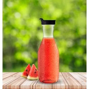 Party Bargains 50 oz. Plastic Carafe with Lids - Clear, 3 Count, Black Flip Tab Lid Premium Quality & Heavy Duty Plastic Pitcher for Iced Tea, Powdered Juice, Cold Beverages, Mimosa Bar