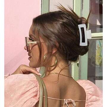 Canitor 4 PCS Hair Claw Clips, Acrylic Rectangular Hair Clips Tortoise Barrettes French Design Banana Jaw Clips Hair Clips for Thin Hair Non-slip Clip (Medium (4 Count), Purple Series)