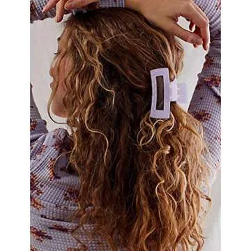 Canitor 4 PCS Hair Claw Clips, Acrylic Rectangular Hair Clips Tortoise Barrettes French Design Banana Jaw Clips Hair Clips for Thin Hair Non-slip Clip (Medium (4 Count), Purple Series)