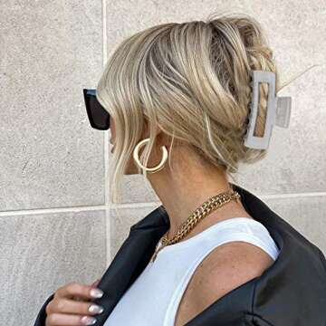 Canitor 4 PCS Hair Claw Clips, Acrylic Rectangular Hair Clips Tortoise Barrettes French Design Banana Jaw Clips Hair Clips for Thin Hair Non-slip Clip (Medium (4 Count), Purple Series)