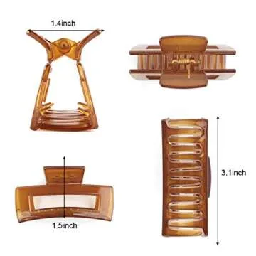 Canitor 4 PCS Hair Claw Clips, Acrylic Rectangular Hair Clips Tortoise Barrettes French Design Banana Jaw Clips Hair Clips for Thin Hair Non-slip Clip (Medium (4 Count), Purple Series)