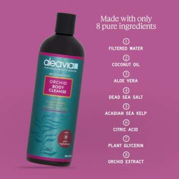 Aleavia Body Cleanse – Organic & All-Natural Prebiotic Body Wash with Pure Cold-Pressed Orchid Oil...
