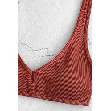 ZAFUL Adjustable Scoop Neck Padded High Cut Bikini