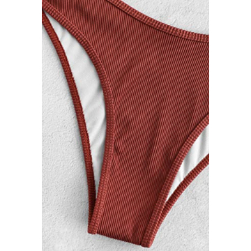 ZAFUL Adjustable Scoop Neck Padded High Cut Bikini