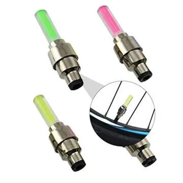 Bike Valve Wheel Light 4 Pcs LED Bike Wheel Light Bike Wheel Tire Valve Cap Flashlight Lamp LED Flash Tyre Wheel Valve Cap Light for Car Bike Bicycle (Assorted Color)