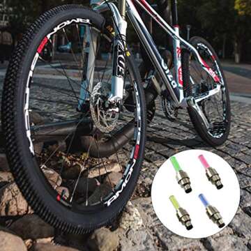 Bike Valve Wheel Light 4 Pcs LED Bike Wheel Light Bike Wheel Tire Valve Cap Flashlight Lamp LED Flash Tyre Wheel Valve Cap Light for Car Bike Bicycle (Assorted Color)