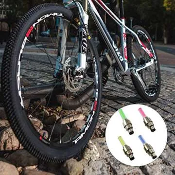 Bike Valve Wheel Light 4 Pcs LED Bike Wheel Light Bike Wheel Tire Valve Cap Flashlight Lamp LED Flash Tyre Wheel Valve Cap Light for Car Bike Bicycle (Assorted Color)