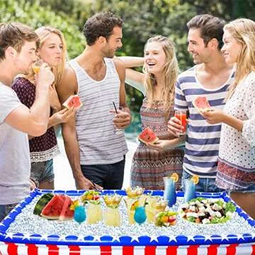 Outdoor Inflatable Buffet Cooler Server – Patriotic Red White and Blue Blow Up Cooling Tub For Serving Buffet Style Picnic
