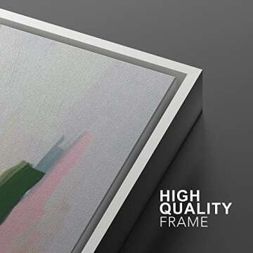 MUDECOR Framed Canvas Print Wall Art Pastel Green, Yellow & Pink Color Field Abstract Shapes Watercolor Modern Art Contemporary Multicolor Ultra for Living Room, Bedroom, Office - 24"x36" White