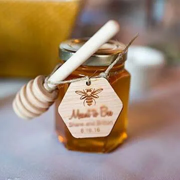 GIYOMI Wooden Honey Dipper - 6PCS 3 Inch Mini Honeycomb Stick,Small Honey Stick for Honey Jar Dispense Drizzle Honey and Wedding Party Favors