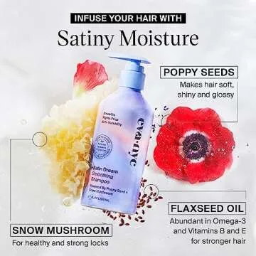 Eva NYC Satin Dream Smoothing Shampoo, Hair Care for Soft and Smooth Hair, Anti-Frizz Shampoo for Satiny Smoothness, GMO-Free Hair Products for Women, 8.8 oz