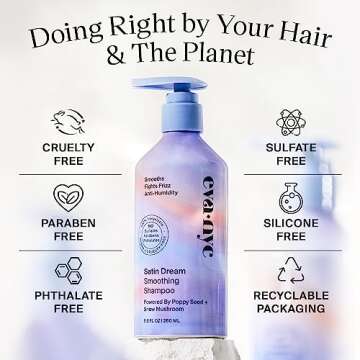 Eva NYC Satin Dream Smoothing Shampoo, Hair Care for Soft and Smooth Hair, Anti-Frizz Shampoo for Satiny Smoothness, GMO-Free Hair Products for Women, 8.8 oz