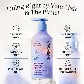 Eva NYC Satin Dream Smoothing Shampoo, Hair Care for Soft and Smooth Hair, Anti-Frizz Shampoo for Satiny Smoothness, GMO-Free Hair Products for Women, 8.8 oz