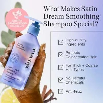 Eva NYC Satin Dream Smoothing Shampoo, Hair Care for Soft and Smooth Hair, Anti-Frizz Shampoo for Satiny Smoothness, GMO-Free Hair Products for Women, 8.8 oz