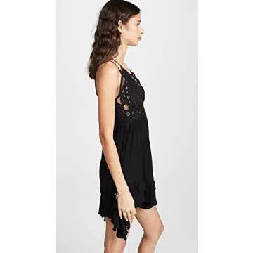 Free People Women's Adella Slip Dress, Black, S