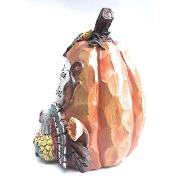 Thankful Pumpkins Figurines Fall Thanksgiving Decorations Autumn Harvest Decor for Home 2 Pack Table Top Centerpiece