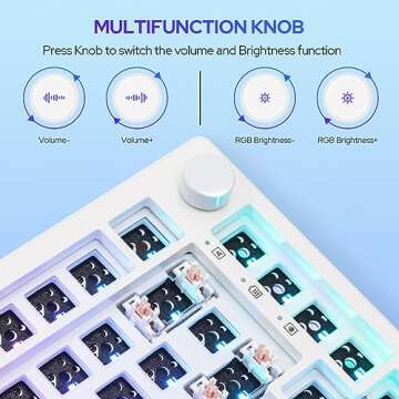 EPOMAKER Aura75 75% Mechanical Keyboard Kit, Hot Swappable Custom Keyboard Kit, 2.4Ghz/Bluetooth 5.0/USB-C Wired Wireless Gaming DIY Kit, with Silicone Pad, RGB Backlight for Win/Mac/Gaming (White)