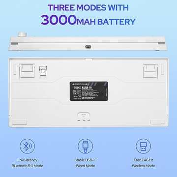 EPOMAKER Aura75 75% Mechanical Keyboard Kit, Hot Swappable Custom Keyboard Kit, 2.4Ghz/Bluetooth 5.0/USB-C Wired Wireless Gaming DIY Kit, with Silicone Pad, RGB Backlight for Win/Mac/Gaming (White)