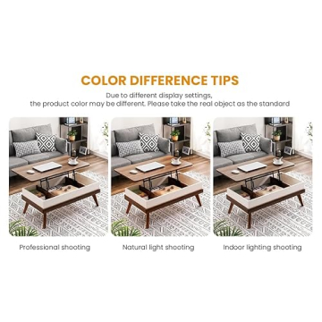 Bidiso Lift Top Coffee Table, Easy-to-Assembly Center Table with Hidden Storage Compartment, Modern Dining Table for Living Room Reception/Home Office, Walnut