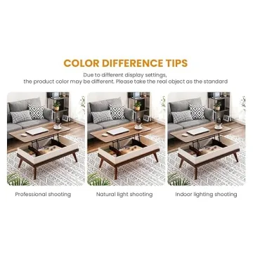 Bidiso Lift Top Coffee Table, Easy-to-Assembly Center Table with Hidden Storage Compartment, Modern Dining Table for Living Room Reception/Home Office, Walnut