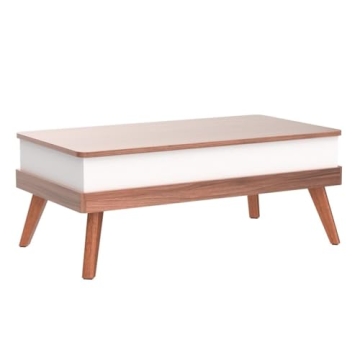 Bidiso Lift Top Coffee Table, Easy-to-Assembly Center Table with Hidden Storage Compartment, Modern Dining Table for Living Room Reception/Home Office, Walnut