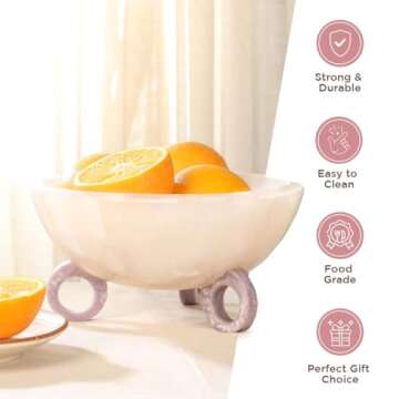 Folkulture Fruit Bowl for Kitchen Counter, 9" Resin Decorative Bowl, Centerpiece Table Decorations, ...