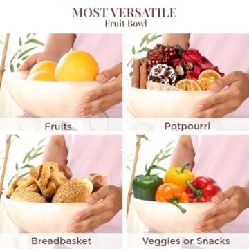 Folkulture Fruit Bowl for Kitchen Counter, 9" Resin Decorative Bowl, Centerpiece Table Decorations, Fruit Basket for Kitchen Counter & Coffee Table Décor, Kitchen Counter Décor or Pedestal Bowl