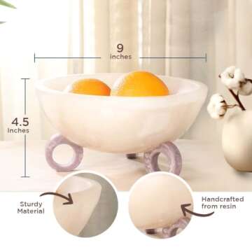 Folkulture Fruit Bowl for Kitchen Counter, 9" Resin Decorative Bowl, Centerpiece Table Decorations, Fruit Basket for Kitchen Counter & Coffee Table Décor, Kitchen Counter Décor or Pedestal Bowl