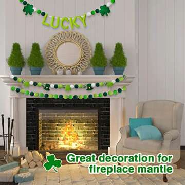 3 Pack St. Patrick's Day Felt Ball Garlands - Lucky Shamrock Decorations