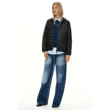 Orolay Women's Lightweight Packable Down Jacket Quilted Puffer Coat with Stand Collar Black M