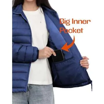 Orolay Women's Lightweight Packable Down Jacket Quilted Puffer Coat with Stand Collar Black M