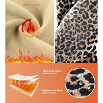 SANTINY Women's Fleece Lined Winter Leggings Water Resistant High Waisted Thermal Hiking Running Warm Pants Women Pockets(Leopard_M)