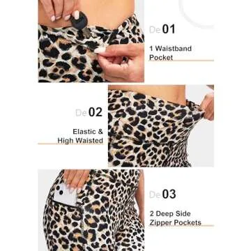 SANTINY Women's Fleece Lined Winter Leggings Water Resistant High Waisted Thermal Hiking Running Warm Pants Women Pockets(Leopard_M)
