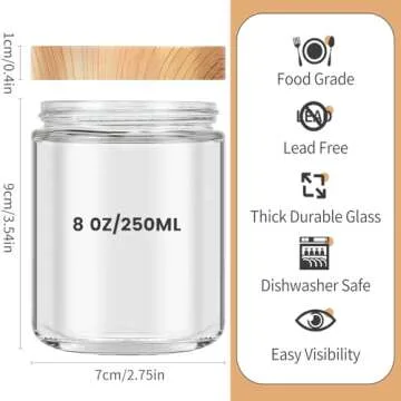 AQSXO 12 Pack 8oz Thick Glass Jars with Lids, Clear Round Containers Empty Food Storage Containers f...