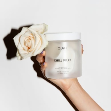 OUAI Chill Pills - Bath Bombs Scented with Jasmine and Rose - Safflower, Hemp Seed & Jojoba Oil to Improve Texture, Calm & Moisturize Dry Skin - Includes 6 Relaxing Bath Bombs (1.5 Oz Each)