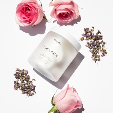 OUAI Chill Pills - Bath Bombs Scented with Jasmine and Rose - Safflower, Hemp Seed & Jojoba Oil to Improve Texture, Calm & Moisturize Dry Skin - Includes 6 Relaxing Bath Bombs (1.5 Oz Each)