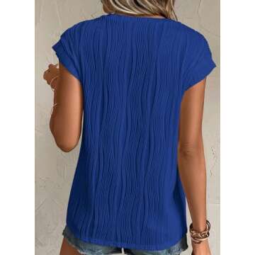 PRETTYGARDEN Women's Summer Going Out Tops 2025 Dressy Casual Short Sleeve Textured Basic Cute Trend...