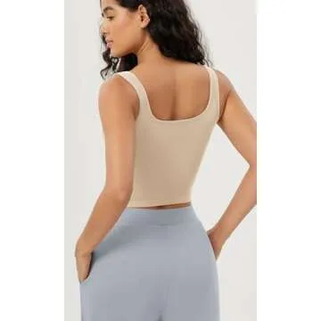 ODODOS Seamless Square Neck Crop Tank 3-Pack