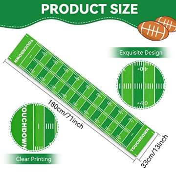 2PCS Football Kitchen Table Runner Decor Football Tablecloth Grass Court Table Runner Touch Down Boy...