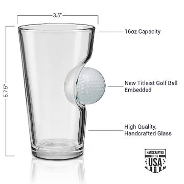 BenShot Golf Ball Pint Glass - 16oz Made in USA