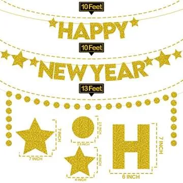 KatchOn Gold Happy New Year Banner - Pre-Strung & Reusable
