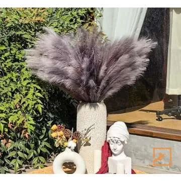 ZIFTY 7-Pcs 38"/3.1FT Faux Pampas Grass Large Tall Fluffy Artificial Fake Flower Boho Decor Bulrush Reed Grass for Vase Filler Farmhouse Home Wedding Decor (Grey)