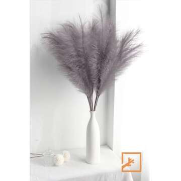 ZIFTY 7-Pcs 38"/3.1FT Faux Pampas Grass Large Tall Fluffy Artificial Fake Flower Boho Decor Bulrush Reed Grass for Vase Filler Farmhouse Home Wedding Decor (Grey)