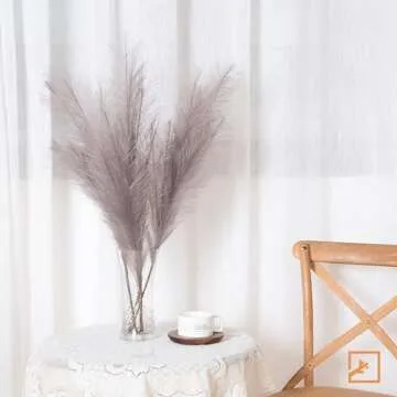 ZIFTY 7-Pcs 38"/3.1FT Faux Pampas Grass Large Tall Fluffy Artificial Fake Flower Boho Decor Bulrush Reed Grass for Vase Filler Farmhouse Home Wedding Decor (Grey)