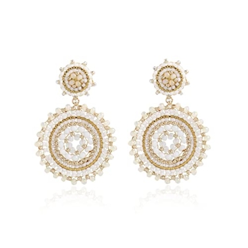 Elegance 11 Designs White Beaded Earrings: Boho Statement Jewelry for Women