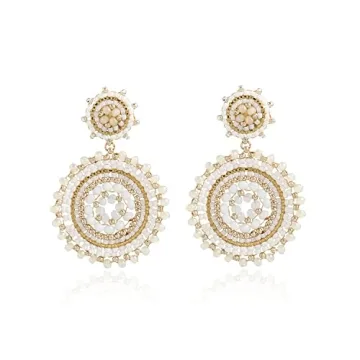 Elegance 11 Designs White Beaded Earrings: Boho Statement Jewelry for Women