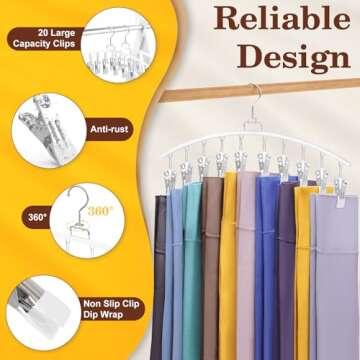 2 Pack Legging Organizer for Closet, Ginyoyo Metal Gym Clothes Organizer w/20 Clips Holds 20 Legging...